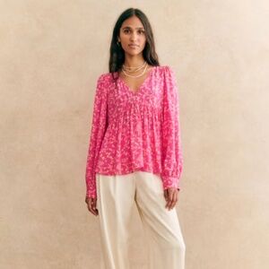 Brune Blouse Two Tone Pink Floral by Sezane